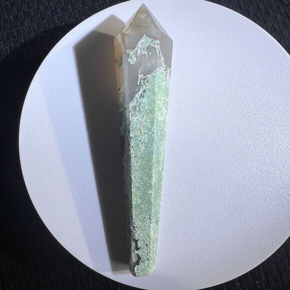 Moss Agate Crystal Meditation Wand (#8) - Picture 4 of 11